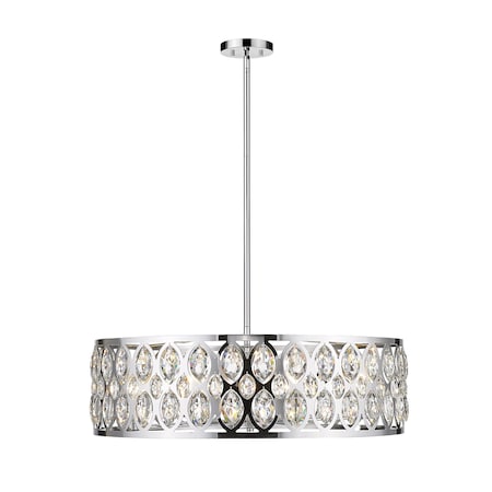 Z-Lite Dealey 8 Light Chandelier, Chrome & Chrome + Clear Crystal 6010-30CH